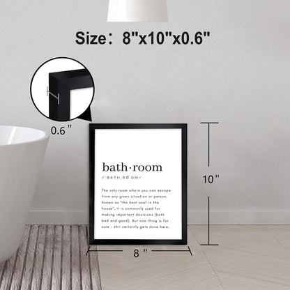 Regine Switzerland Black and White Bathroom Wall Art - Funny Definition Print | Minimalist 8x10in Framed Decor