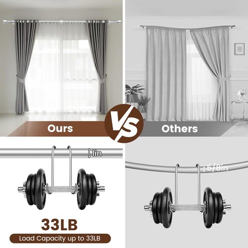 Hradecti Silver Curtain Rod - Heavy Duty Adjustable Telescopic Design | Fits 30-144 Inch Windows