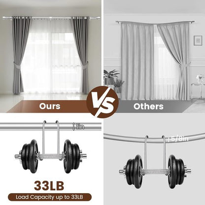 Hradecti Silver Curtain Rod - Heavy Duty Adjustable Telescopic Design | Fits 30-144 Inch Windows