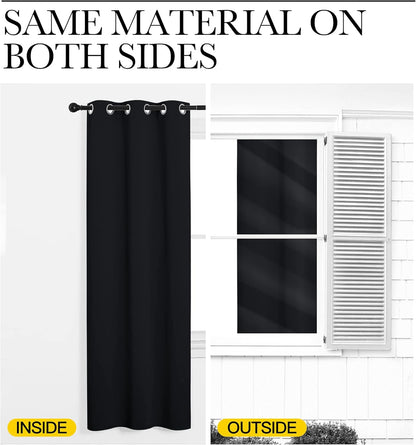 NICETOWN Blackout Curtain Panels - Thermal Insulated Light Reducing Drapes for Living Room | Set of 2, 55" x 78" Black
