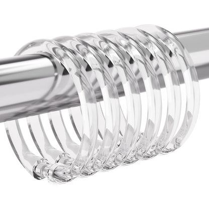 Amazer Plastic Shower Curtain Rings, 24 Pcs Shower Curtain Hooks, O Shape Clear Shower Curtain Hooks Rings, Easy to Snap Closure, Shower Hooks for Shower Curtain and Liner Bathroom