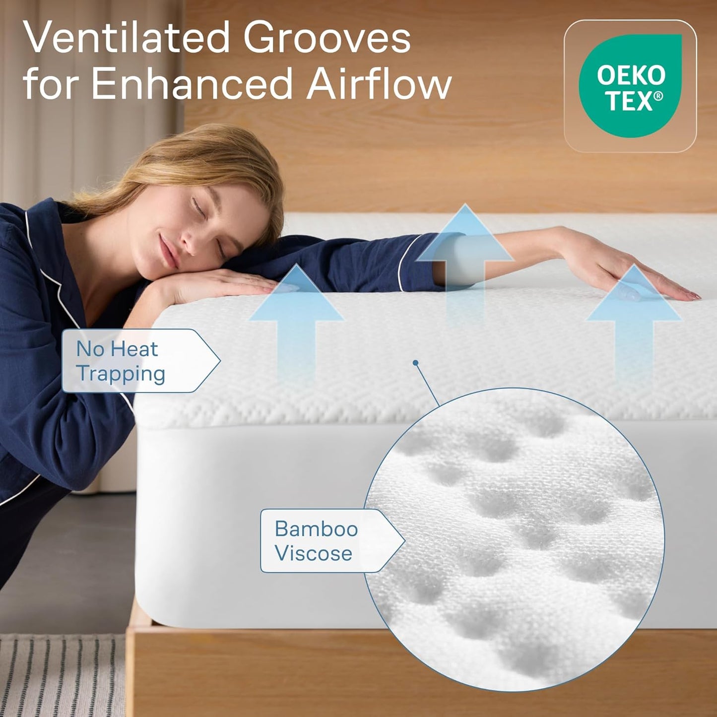 100% Waterproof Mattress Protector by [Brand Name] - Full Size, Noiseless & Cooling Bamboo Viscose - Ultimate Spill & Stain Defense (White)
