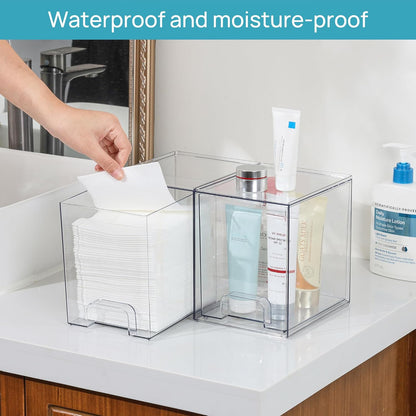 Vtopmart Clear Stackable Storage Drawers - 4 Pack Plastic Organizers for Skincare & Beauty Supplies | 7.6" Size