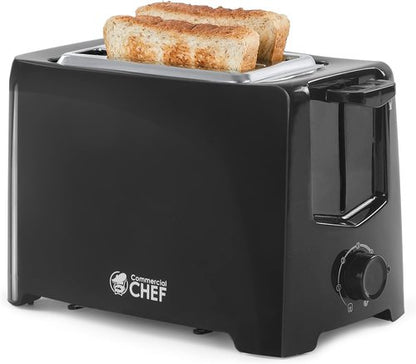 Commercial Chef 2-Slice Toaster - Extra Wide Slots & Variable Shade Control - 700 Watts, Black