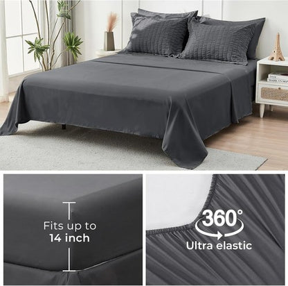 HYMOKEGE Twin XL Comforter Set - All Season Luxury 5-Piece Bedding Set in Dark Grey