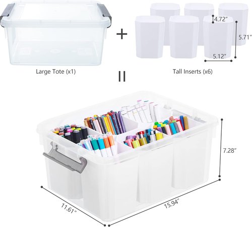 Citylife 17 QT Clear Plastic Storage Bins - Stackable Multipurpose Containers with Lids for Organizing Tools & Crafts