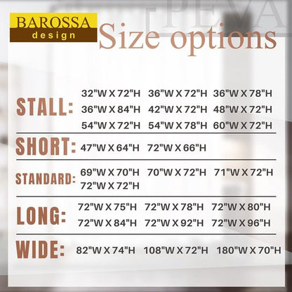 Barossa Design Extra-Long Shower Curtain with 84 inches Height (72x84),PEVA - Waterproof,Eco-Friendly, Non-Toxic, Odorless, PVC Free, Metal Grommets (Clear)