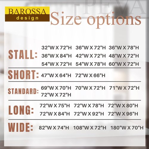 Barossa Design Plastic Shower Curtain Liner 69" x 70" with 6 Magnets - Waterproof PEVA Shower Liner for Standard Size Bathroom, PVC Free, Metal Grommets - Clear, 69X70