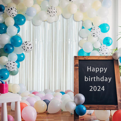 White Party Streamers - Foil Fringe Backdrop Curtains for Birthday, Graduation & Bridal Shower