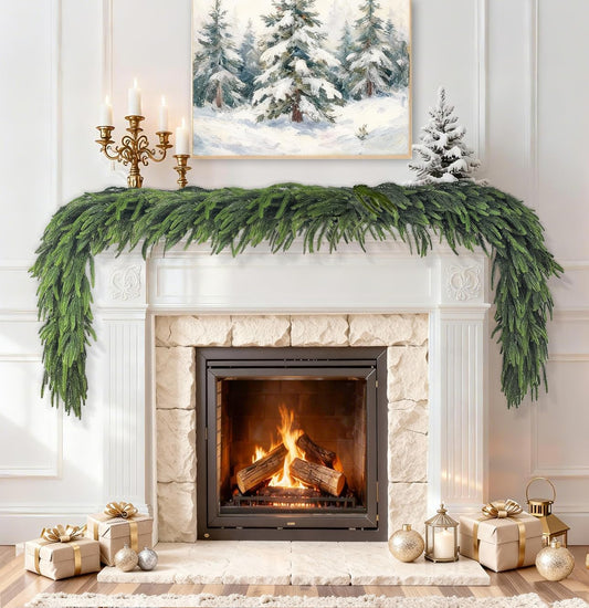 Norfolk Pine Garland - Realistic 6 Ft Christmas Decorations for Indoor/Outdoor Holiday Decor | 2 Pcs
