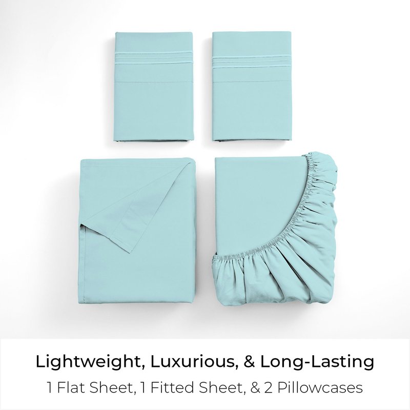 Mellanni Full Sheets Set - 4 PC Iconic Collection Bedding - Hotel Luxury, Extra Soft, Cooling Bed Sheets - Wrinkle, Fade, Stain Resistant (Full, Aqua)