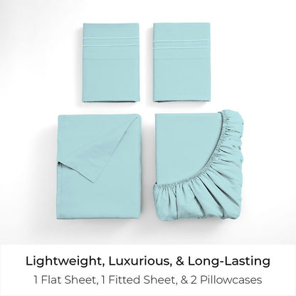Mellanni Full Sheets Set - 4 PC Iconic Collection Bedding - Hotel Luxury, Extra Soft, Cooling Bed Sheets - Wrinkle, Fade, Stain Resistant (Full, Aqua)