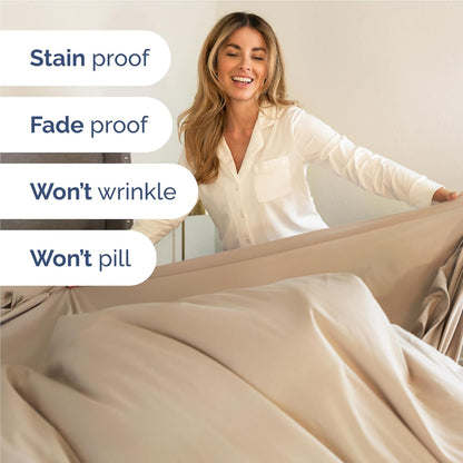 Skiennix Twin XL Sheet Set - Comfy Cooling Bed Sheets | Ultra-Soft, Deep Pockets, Wrinkle-Free - Cream