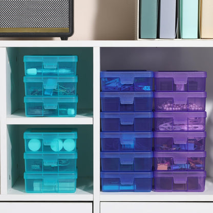 Novelinks 18-Pack Small Clear Plastic Storage Containers - Stackable Arts & Crafts Organizers with Lids