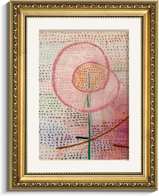 VIYYIEA Gold Framed Canvas Print - Abstract Flower Wall Art for Vintage Home Decor | 11x14in Multicolor