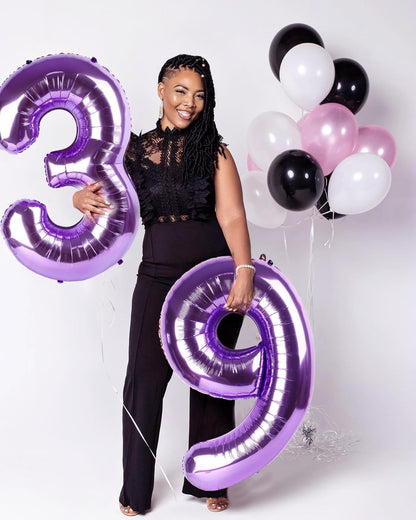 Numbers Balloons - 40 Inch Purple Foil Balloons for Sweet 16 Birthday & Wedding Decor