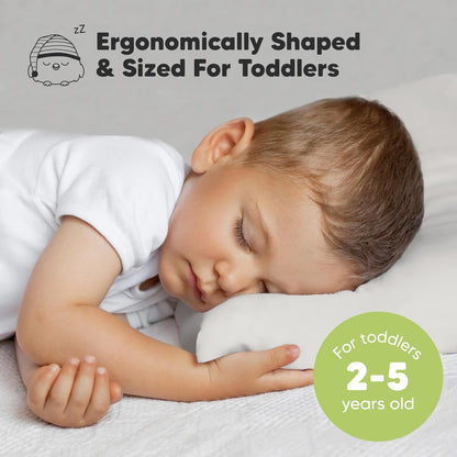 My Little Dreamy Toddler Pillow - Organic Cotton Travel Bed Pillow with Soft Case | 13x18, Machine Washable, Ideal for Ages 2-5 (Clay)