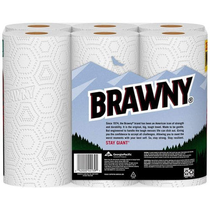 Brawny Paper Towels - 6 Large Rolls with Full Sheets | Equivalent to 8 Regular Rolls