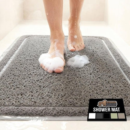 GORILLA GRIP Exfoliating Bath Mat - Soft Loofah-Style Scrubber with Quick Dry Drainage | 24x16, Gray
