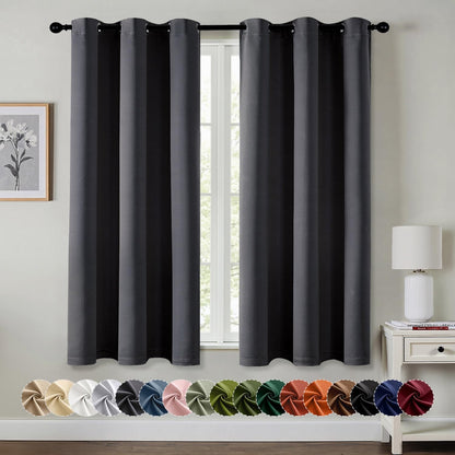 MIULEE Dark Grey Blackout Curtains - Thermal Insulated Room Darkening Drapes | 40 x 45 Inches, 2 Panels