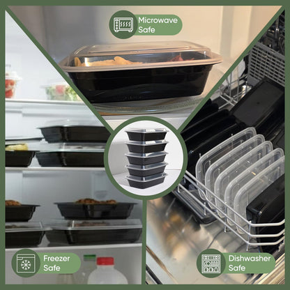 Skiennix 32 oz Meal Prep Containers - 50 Pack Reusable, BPA-Free, Leakproof & Stackable | Microwave & Dishwasher Safe
