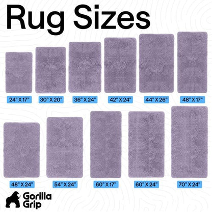 GORILLA GRIP Bath Rug Mat, Thick Soft Absorbent Chenille, Quick Dry Microfiber Mats, Rubber Backing Washable Shower Floor Rugs, US Designed Bathroom Bathmat Home Decor Accessories, 24x17 Light Purple