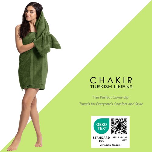 Chakir Turkish Linens | Hotel & Spa Quality 100% Cotton Premium Turkish Towels | Soft & Absorbent (3-Piece Towel Sets, Moss)