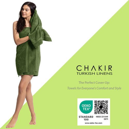 Chakir Turkish Linens | Hotel & Spa Quality 100% Cotton Premium Turkish Towels | Soft & Absorbent (3-Piece Towel Sets, Moss)