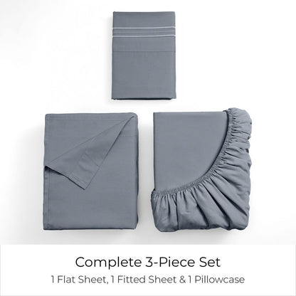 Mellanni Twin Sheets Set - 3 PC Iconic Collection Bedding - Hotel Luxury, Extra Soft, Cooling Bed Sheets - Wrinkle, Fade, Stain Resistant (Twin, Mineral Gray)