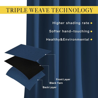 NICETOWN Blackout Thick Window Curtains - (W52 x L120, Moroccan Blue, 2 Panels) Thermal Insulated Grommet Drape Longer Panels for Bedroom and Living Room