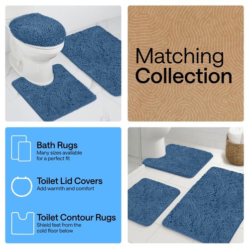 GORILLA GRIP Bath Rug Mat, Thick Soft Absorbent Chenille, Quick Dry Microfiber Mats, Rubber Backing Washable Shower Floor Rugs, US Designed Bathroom Bathmat Home Decor Accessories, 24x17, Blue