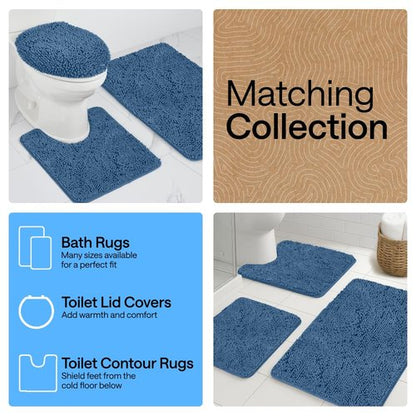 GORILLA GRIP Bath Rug Mat, Thick Soft Absorbent Chenille, Quick Dry Microfiber Mats, Rubber Backing Washable Shower Floor Rugs, US Designed Bathroom Bathmat Home Decor Accessories, 24x17, Blue