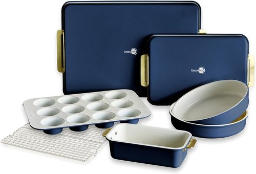 GreenPan Bakeware Set - 7 Piece Nonstick Ceramic Baking Sheets & Pans | PFAS & BPA Free, Oxford Blue