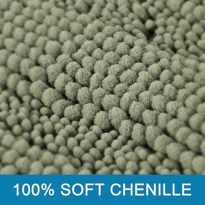 H.VERSAILTEX Bath Mats for Bathroom Non Slip Thick Chenille Striped Bath Rug Absorbent Fluffy Soft Shaggy Rugs Washable Dry Fast Plush Mats for Indoor, Bath Room, Tub - 24" x 36", Eucalyptus Green