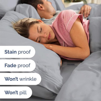 Cal King Size Sheet Set by Oeko-Tex | 4-Piece Cooling & Breathable Bedding - Soft, Wrinkle-Free Steel Blue