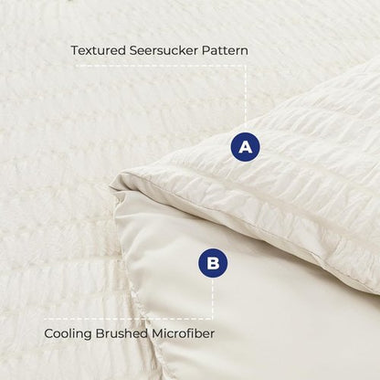 HYMOKEGE Ivory California King Comforter Set - 7-Piece All-Season Luxury Bedding Ensemble