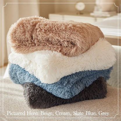 Connecticut Home Co Throw Blanket - Soft Fluffy Cozy Decor | 65x50 Cream Shag & Sherpa