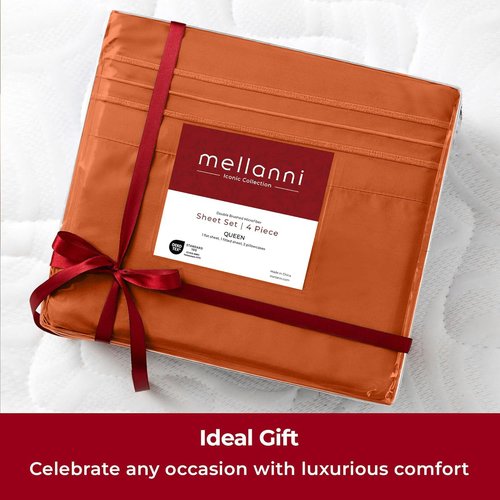Mellanni Twin XL Sheets Set - 3 PC Iconic Collection Bedding - Hotel Luxury, Extra Soft, Cooling Bed Sheets - Wrinkle, Fade, Stain Resistant (Twin Extra Long, Terracotta)