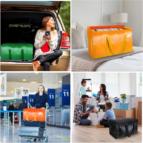 BALEINE Heavy-Duty Oversized Moving Bags - 4-Pack with Reinforced Handles for Clothes & Storage (Light Green)