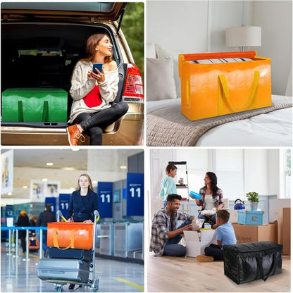 BALEINE Oversized Moving Bags - Heavy-Duty Storage Totes with Reinforced Handles | Light Yellow, 8-Pack