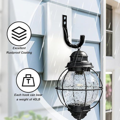 KURUI Large Metal Wall Hooks - 14-Piece Set for Organizing Tools, Coats & Bags | Black Indoor/Outdoor Storage