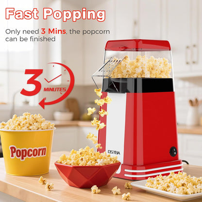 OSTBA Popcorn Maker - 1200W Mini Retro Air Popper | 12 Cups Oil-Free Electric Popcorn Machine with Butter Tray