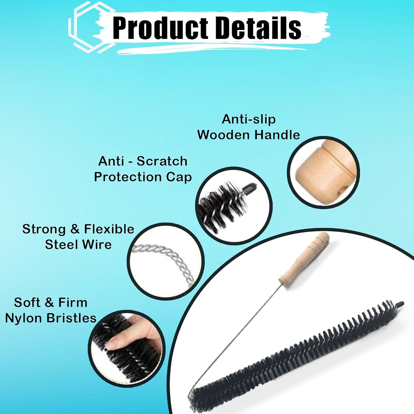 Skiennix Dryer Vent Cleaner Kit - Flexible Lint Brush & Long Refrigerator Coil Brush (1-Pack)