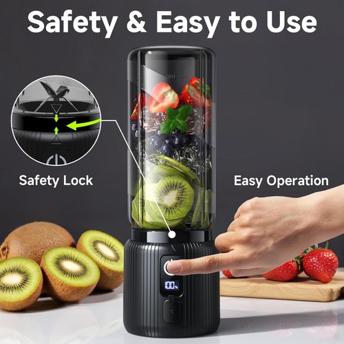 COKUNST Portable Blender - Compact 17oz Smoothie & Shake Maker with 8 Blades | USB-C Rechargeable, LED Display