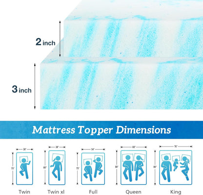 Sweetcrispy Memory Foam Mattress Topper - 2 Inch Thick Gel-Infused Cooling Pad for California King Bed