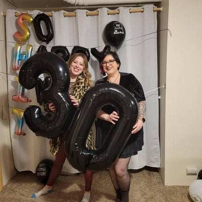 Black Balloon Number 6 - 40 Inch Self-Inflating Foil Balloon for 6th & 16th Birthday Celebrations
