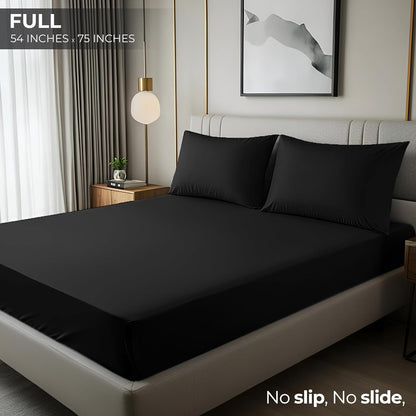Utopia Bedding Full Fitted Sheet - Deep Pocket Microfiber - Soft, Shrinkage & Fade Resistant - Black
