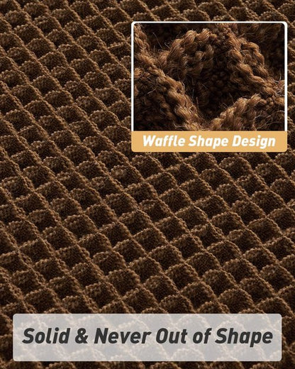 AMOAMI Upgraded Waffle Bath Mat, Super Absorbent Non Slip Bath Mats for Bathroom Floor, Machine Washable Bathroom Rugs with Tassels, Rubber Backed Bathroom Mats, Ultra Soft, 18" x 30",Terracotta