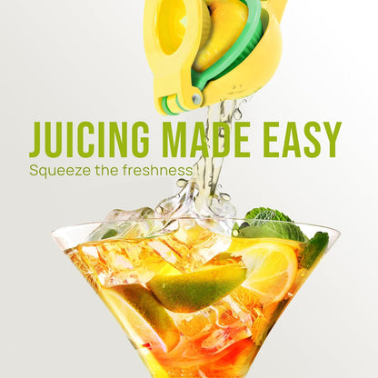 Zulay Kitchen 2-in-1 Lemon Squeezer - Max Extraction Hand Juicer for Easy Citrus Juicing - Yellow/Green