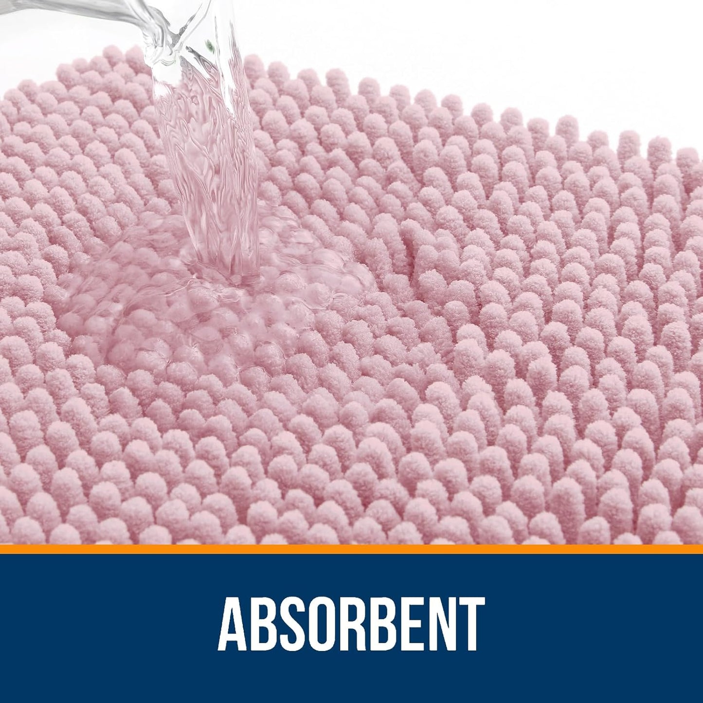 OLANLY Bathroom Runner Rugs - Soft Absorbent Chenille with Rubber Backing | Quick Dry, Machine Washable, 59x20, Dusty Rose